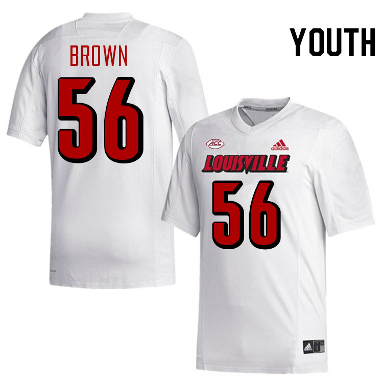 Youth #56 Renato Brown Louisville Cardinals College Football Jerseys Stitched-White